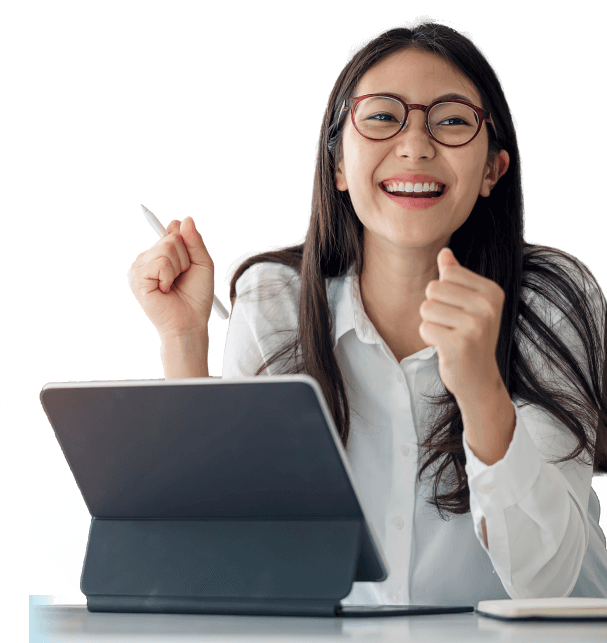 Woman happy at work